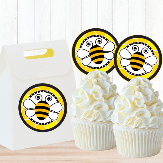 Bumble Bee Party Circles, Printable PDF, Instant Download