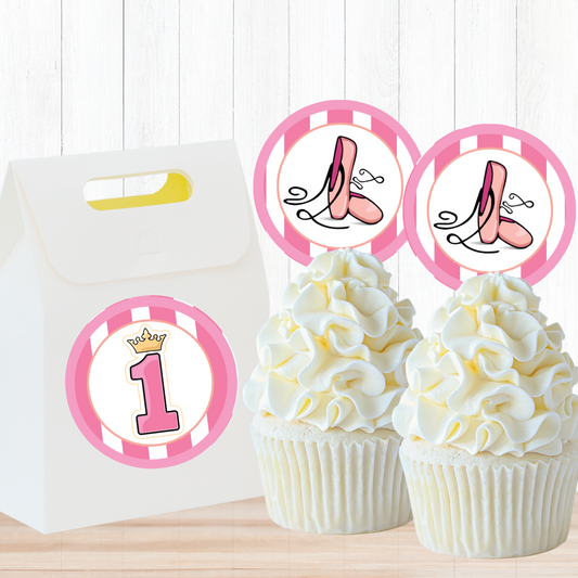 Ballerina 1st Birthday Party Circles, Printable PDF, Instant Download