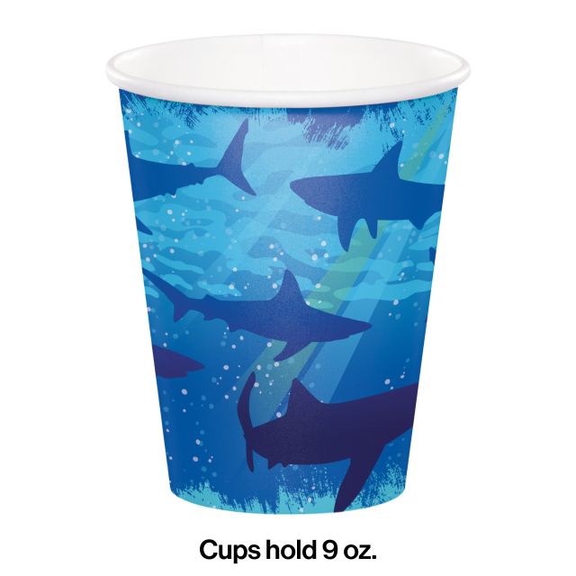 Shark Birthday Cups, 9 oz, 8 ct