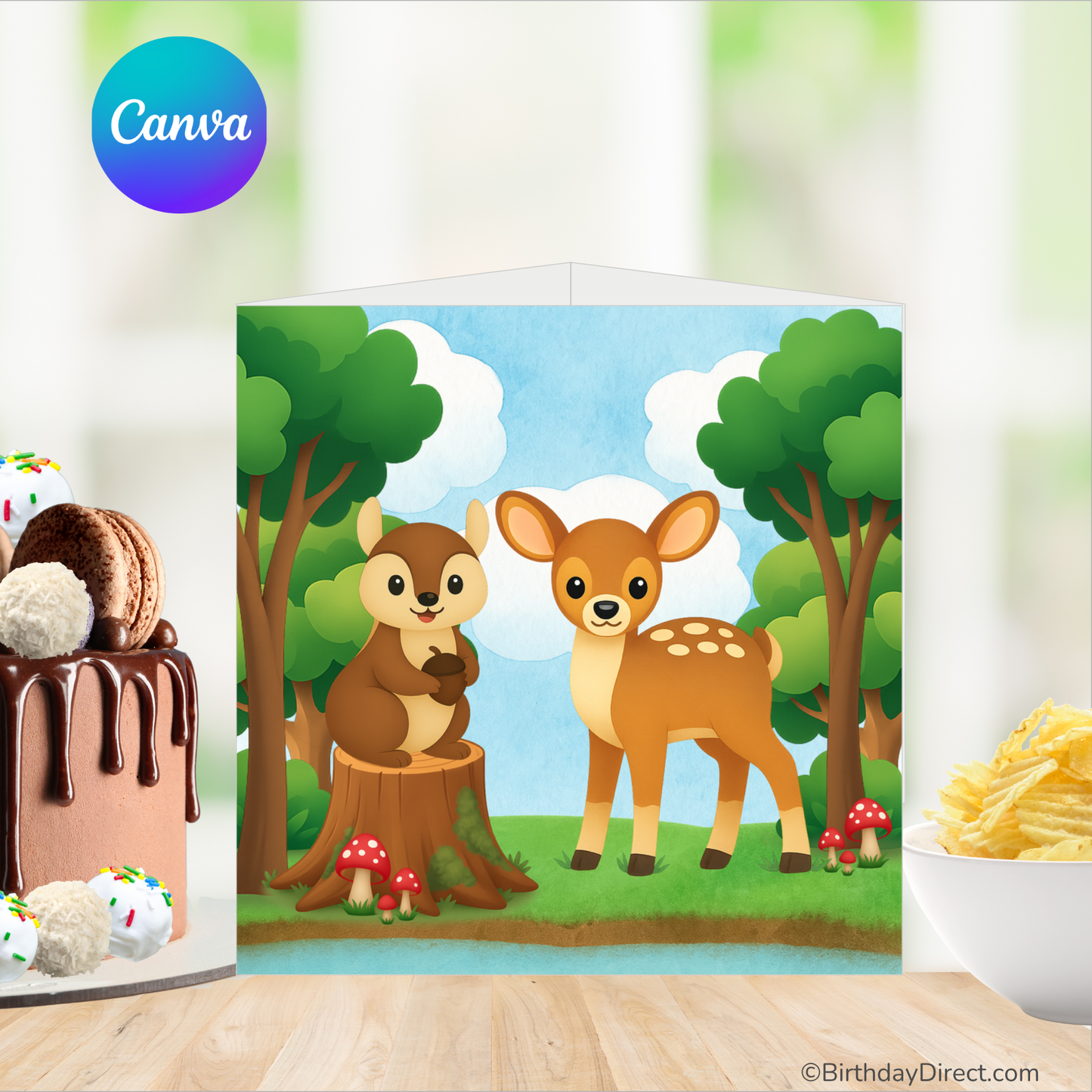 Forest Friends Centerpiece – Editable 7" Canva Template