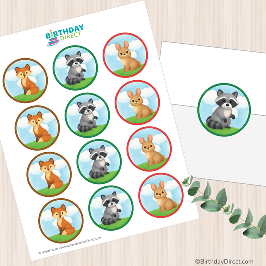 Forest Friends Cupcake Toppers – 2" Party Circles Printable PDF