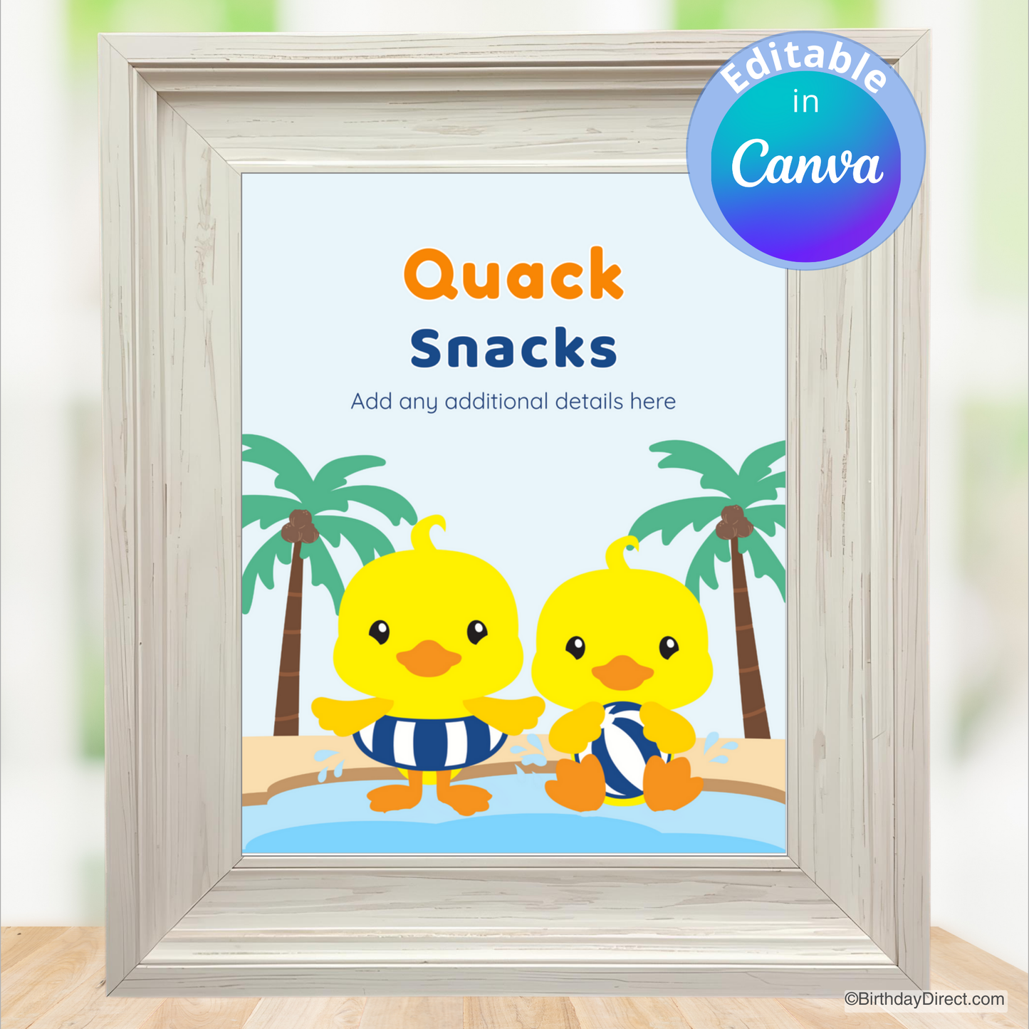 Little Ducky Sign 8x10 Editable Printable