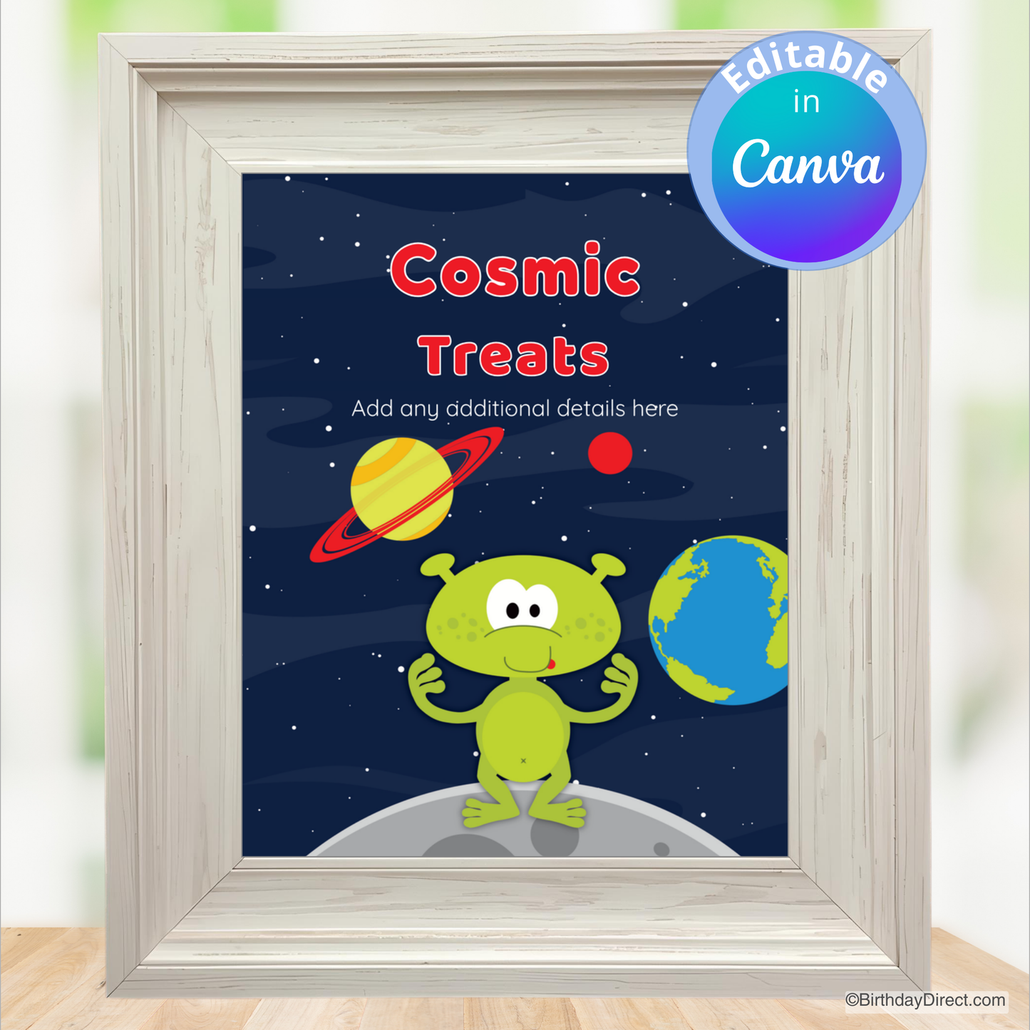 Little Space Alien Sign 8x10 Editable Printable