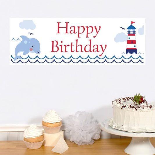 Nautical Dolphin Birthday Tiny Banner, 8.5x11 Printable PDF Digital Download by Birthday Direct