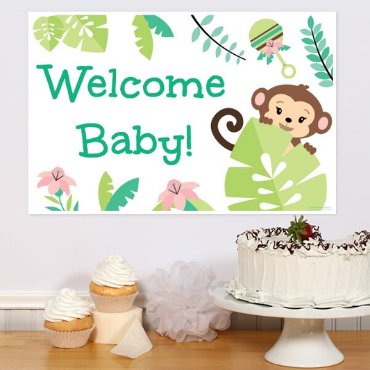 Little Monkey Baby Shower Sign, 8.5x11 Printable PDF Digital Download by Birthday Direct