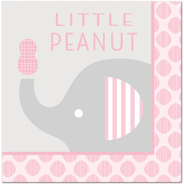 Elephant Little Peanut Pink Peanut Lunch Napkins, 6.5 inch fold, set of 16
