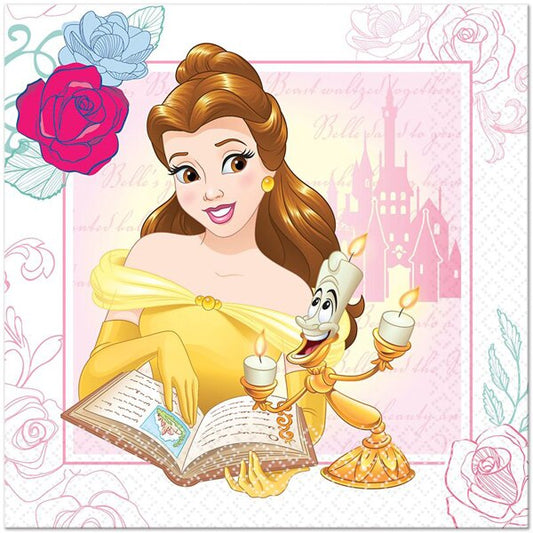 Disney Beauty and the Beast Lunch Napkins, 6.5 inch fold, set of 16