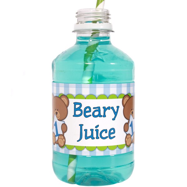 Birthday Direct's Bear 1st Birthday Blue Water Bottle Labels