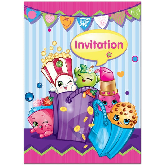 Shopkins Invitations, Fill In with Envelopes, 3.75 x 5.5 in, 8 ct