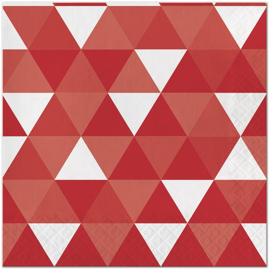 Classic Red Geometric Lunch Napkins, 6.5 inch fold, set of 16