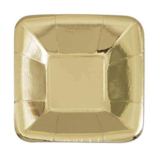 Gold Foil Square Appetizer Plates, 5 inch, 8 count
