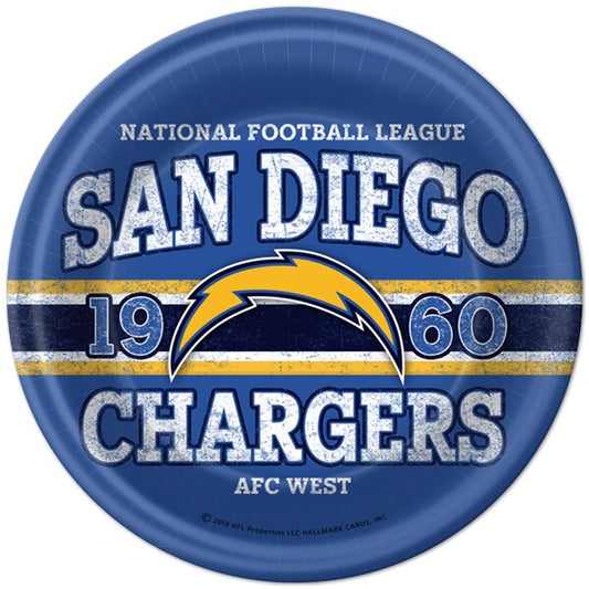 NFL Football San Diego Chargers Dinner Plates, 9 inch, 8 count