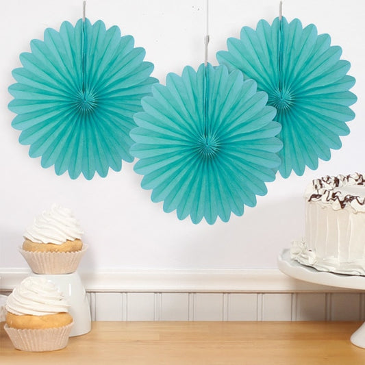 Tissue Fans Terrific Teal, 6 inch, 1 sets of 3