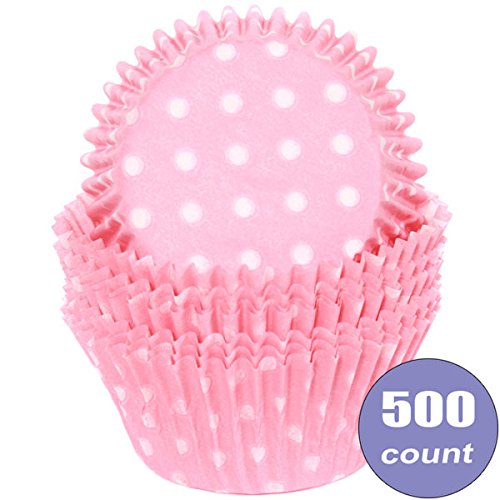 Cupcake Standard Size Greaseproof Paper Baking Cup - Wedding, Party, Shower, Crafts, Bakery Baby Pink Polka Dot, standard, 500 count