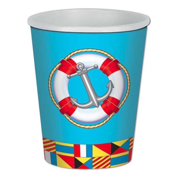Nautical Party Cups, 9 oz, 8 ct
