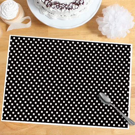 Swiss Dot Black and White Party Placemat, 8.5x11 Printable PDF Digital Download by Birthday Direct
