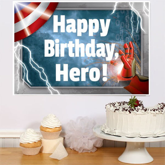 Super Battle Hero Birthday Sign, 8.5x11 Printable PDF Digital Download by Birthday Direct