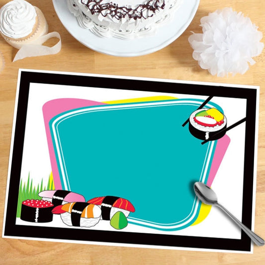 Sushi Party Placemat, 8.5x11 Printable PDF Digital Download by Birthday Direct