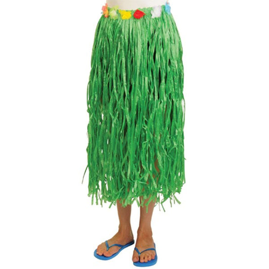 Green Hula Skirt with Flowers, Adult Size