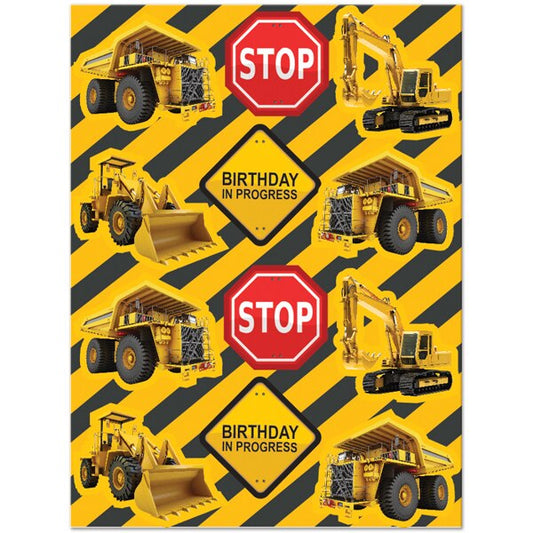 Construction Zone Party Stickers, set, 4 count