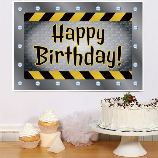Construction Zone Birthday Sign, 8.5x11 Printable PDF Digital Download by Birthday Direct