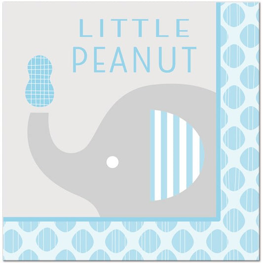 Elephant Little Peanut Blue Peanut Lunch Napkins, 6.5 inch fold, set of 16