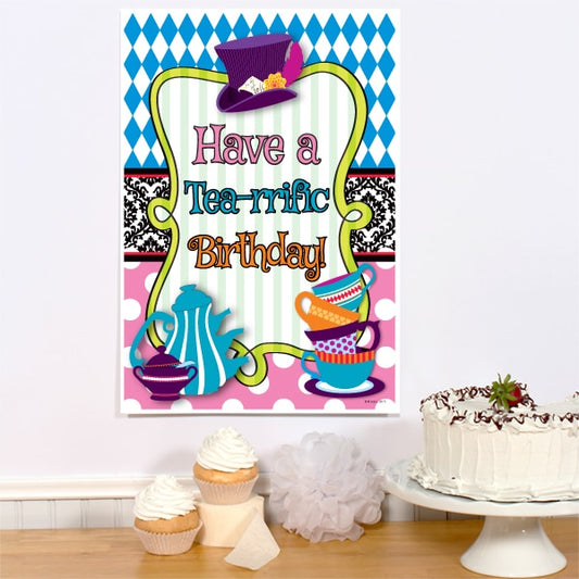 Mad Hatter Tea Birthday Sign, 8.5x11 Printable PDF Digital Download by Birthday Direct