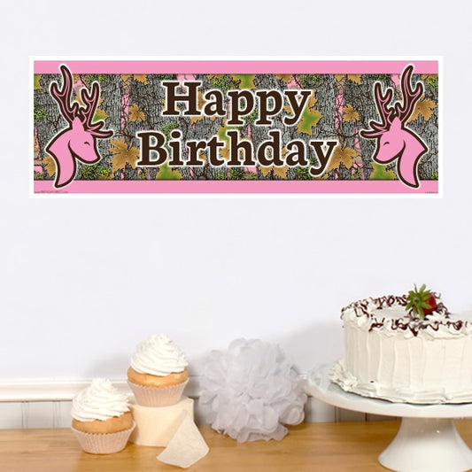 Camouflage Pink Birthday Tiny Banner, 8.5x11 Printable PDF Digital Download by Birthday Direct