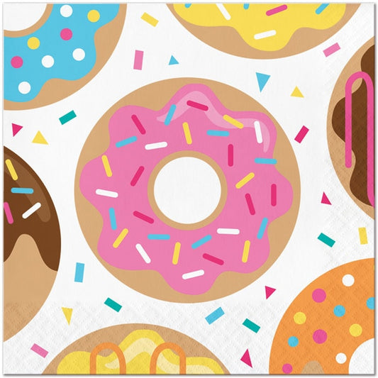 Donut Party Lunch Napkins, 6.5 inch fold, set of 16