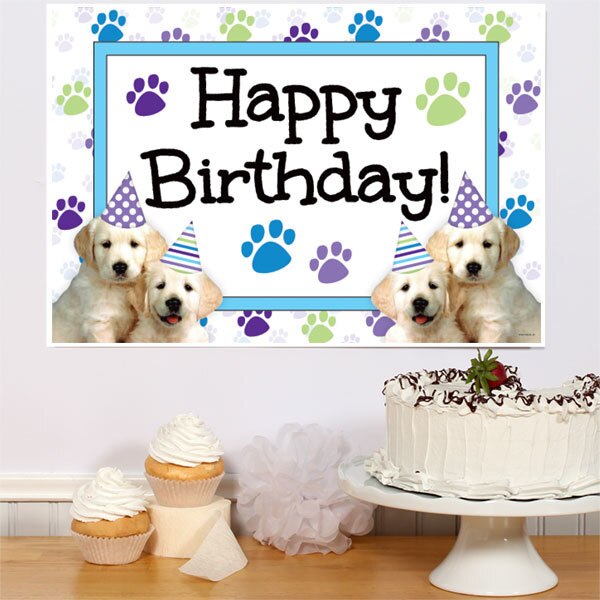 Golden Puppy Birthday Sign, 8.5x11 Printable PDF Digital Download by Birthday Direct