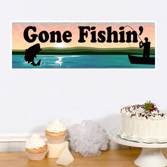 Bass Fishing Party Tiny Banner, 8.5x11 Printable PDF Digital Download by Birthday Direct