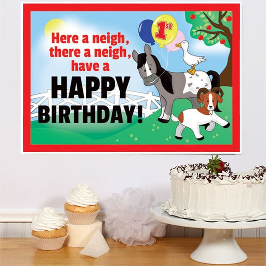 On the Farm 1st Birthday Sign, 8.5x11 Printable PDF Digital Download by Birthday Direct