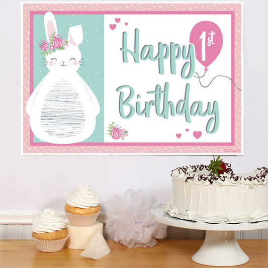 Little Bunny 1st Birthday Sign, 8.5x11 Printable PDF Digital Download by Birthday Direct