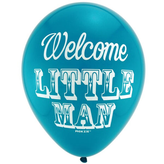 Welcome Little Man Printed Latex Balloons, 12 inch, 8 count