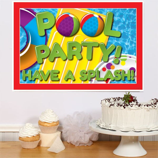 Pool Party Sign, 8.5x11 Printable PDF Digital Download by Birthday Direct