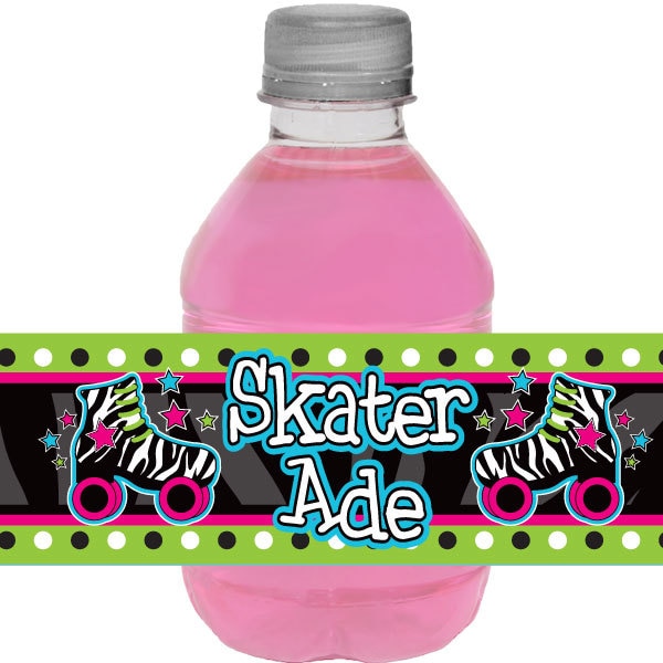 Roller Skate Party Beverage and Napkin Wraps, 8.5x11 Printable PDF 