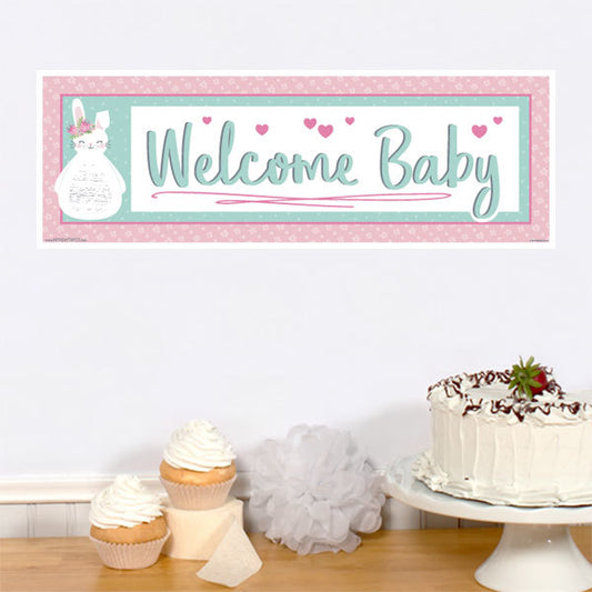 Little Bunny Baby Shower Tiny Banner, 8.5x11 Printable PDF Digital Download by Birthday Direct