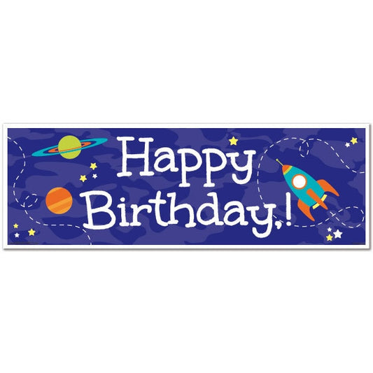 Space Rocket Birthday Tiny Banner, 8.5x11 Printable PDF Digital Download by Birthday Direct