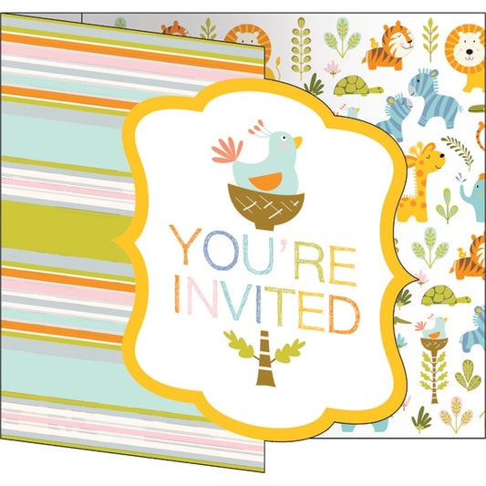 Jungle Baby Invitations, Fill In with Envelopes, 5 in, 8 ct