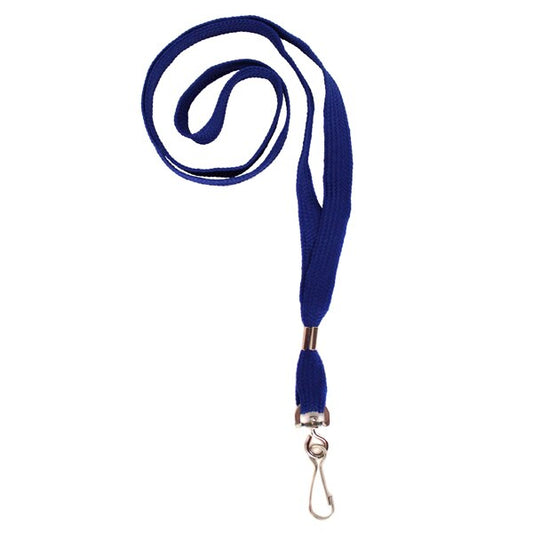 Blue Lanyards, Fabric with Metal Clip, 19 inch, set of 12