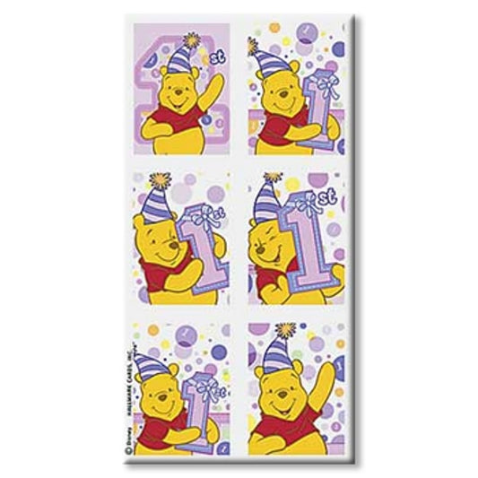 Poohs 1st Birthday Girl Stickers, set, 4 count
