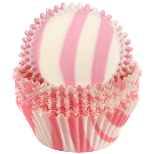 Cupcake Standard Size Greaseproof Paper Baking Cup Pink Zebra Stripe, set of 16