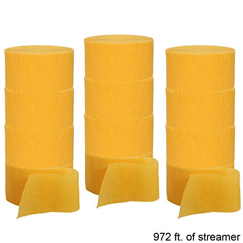 Crepe Streamers 12-81 Foot Rolls Yellow, 972 feet, set of 12