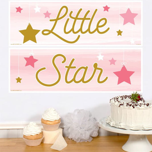 Birthday Direct's Twinkle Little Star 1st Birthday Pink Two Piece Banners