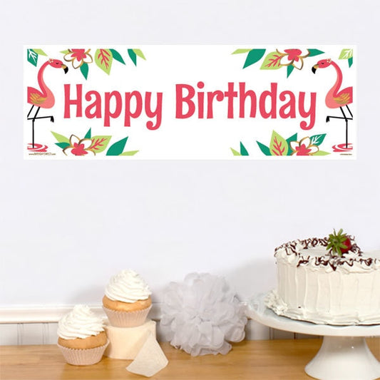 Aloha Flamingo Tropic Birthday Tiny Banner, 8.5x11 Printable PDF Digital Download by Birthday Direct