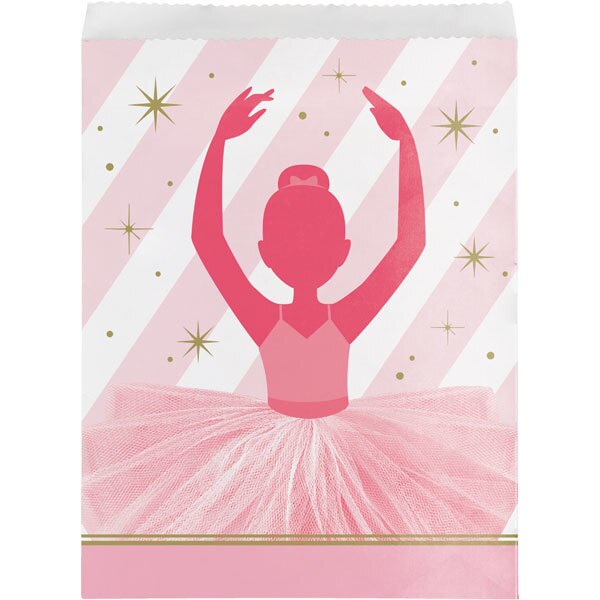 Ballet Twinkle Toes Paper Treat Bags, 6.5 x 9 inch, set of 10