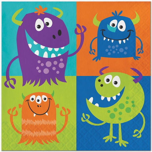 Little Monster Fun Lunch Napkins, 6.5 inch fold, set of 16