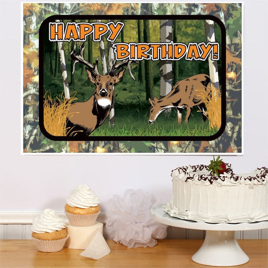 Camouflage Woodland Deer Birthday Sign, 8.5x11 Printable PDF Digital Download by Birthday Direct