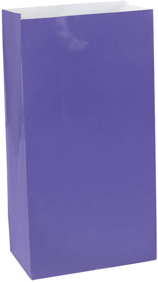 Purple Mini Paper Treat Bags, 6.5 inch, set of 12