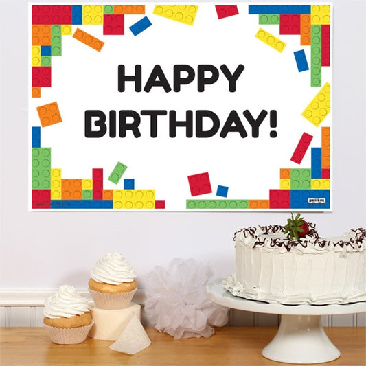Building Blocks Birthday Sign, 8.5x11 Printable PDF Digital Download by Birthday Direct